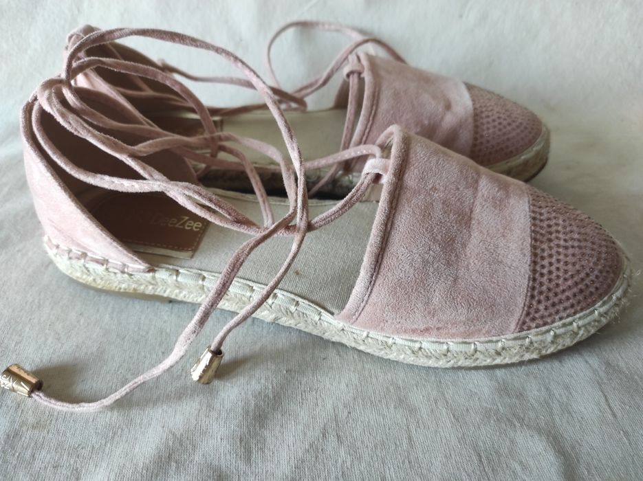 Espadryle damskie wiązane DeeZee  róż pudrowy 24,5 cm