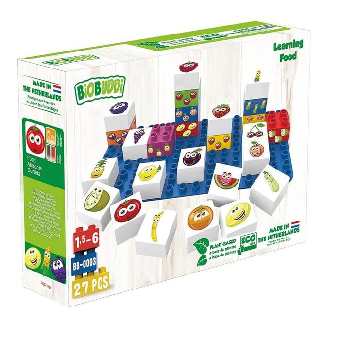 Lego ecológico com desenhos de frutas