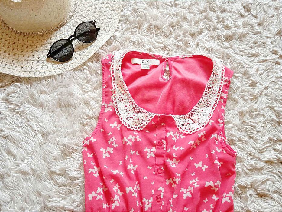 Sukienka malinowa boho letnia S 36