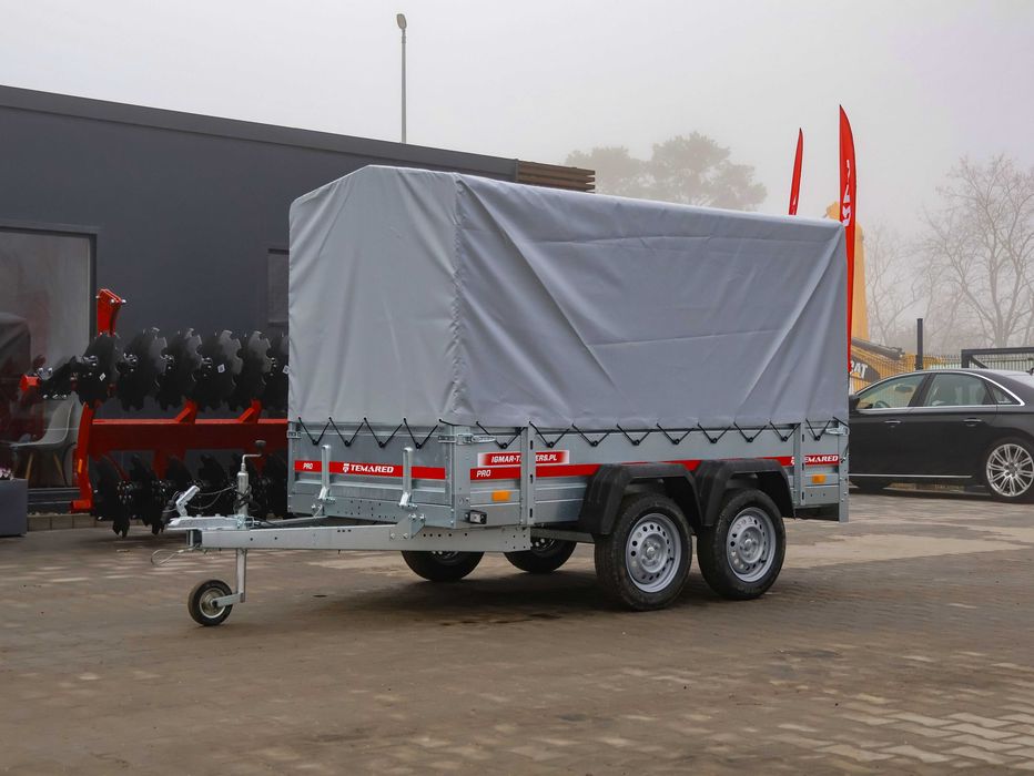 TEMARED PRO 2612/2 ze stelażem i plandeką o wysokości 110 cm - przyczepka samochodowa 264x126 cm przyczepa lekka 750 kg DMC