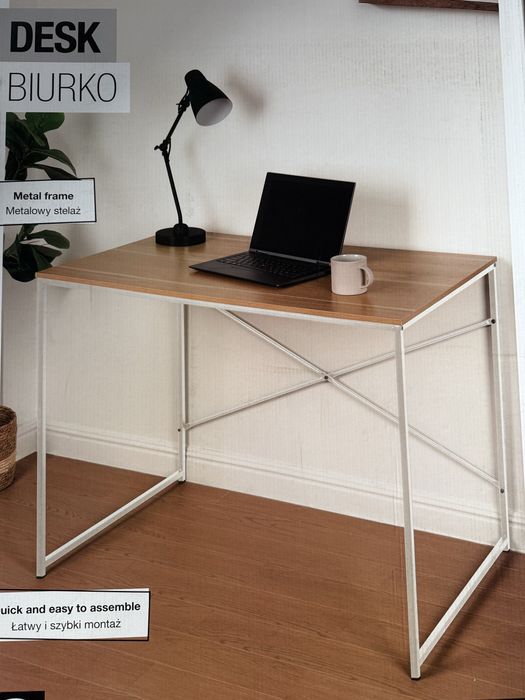 Nowe biurko metalowe loft biale 100x60 gwarancja Smukee