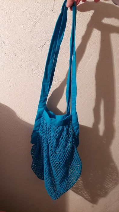 Siatka na zakupy paryżanka niebieska NOWA