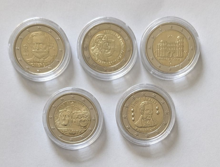 Lote 5 moedas comemorativas 2€