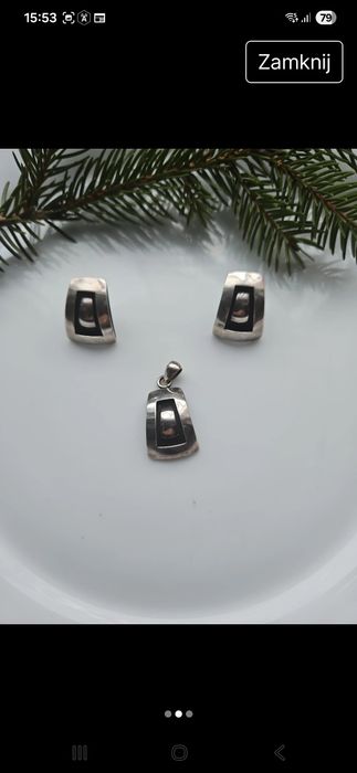 Srebrne 100% kolczyki i zawieszka