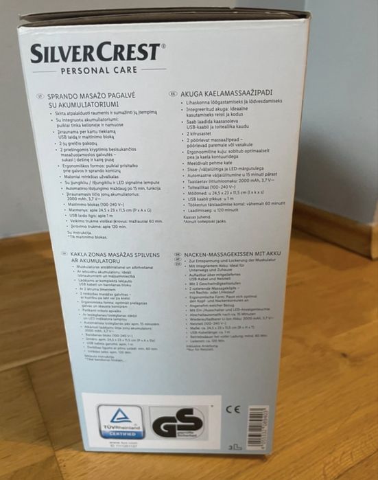 Bezprzewodowa poduszka do masazu karku silvercrest model smka 2000 a4