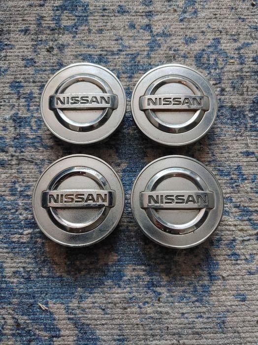 Dekielki alufelgi Nissan 54mm x 50mm oryginał srebrne chrom komplet