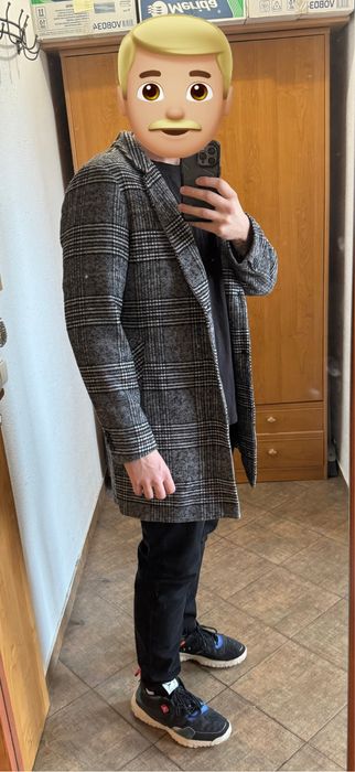 Reserved płaszcz w krate z wełną Nowy