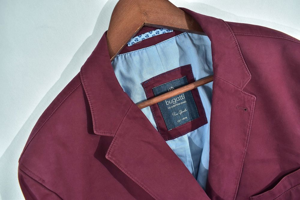 Bugatti Bordowa Marynarka Męska Regular 58