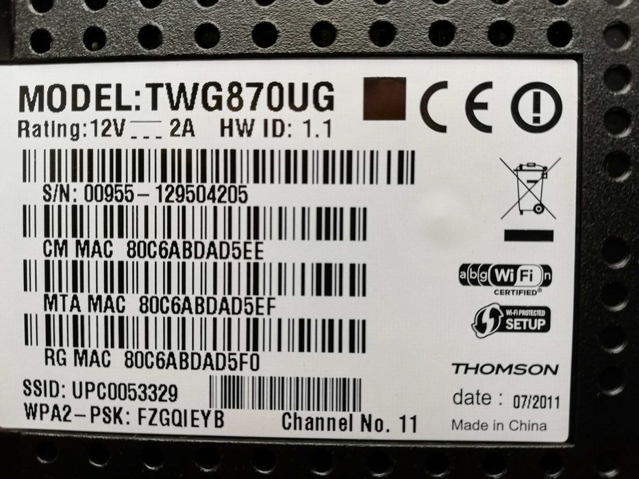 Router Thomson TWG870UG