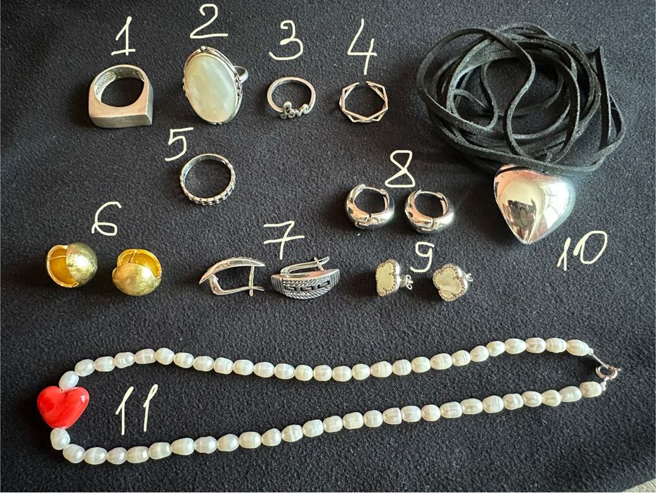 Срібло, прикласи, колечко, перлини