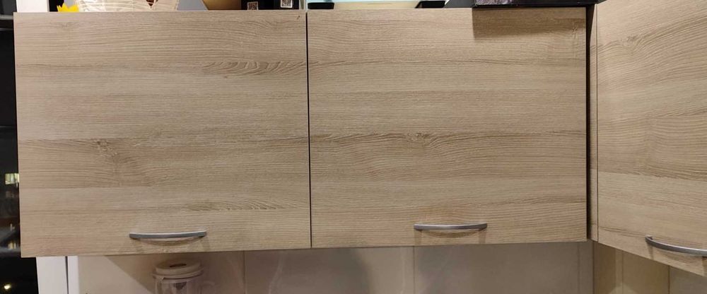 Komplet szafek kuchennych dąb Sonoma z blatem nakrapiana biel