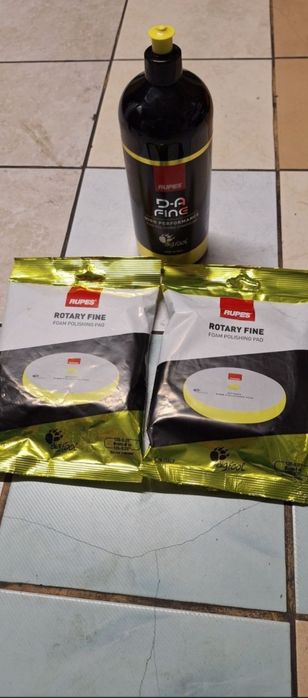Nowa lekkoscierna pasta polerska Rupes (żółta)z dwoma gąbkami 135mm
