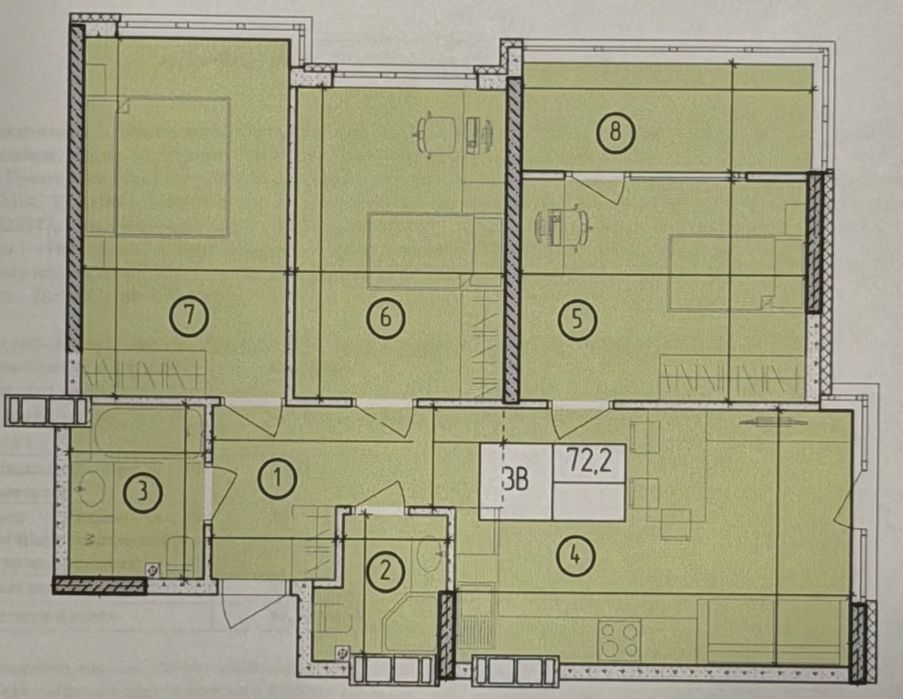 Продам свою 3кк, 2 санузла,  ЖК Манхэттен, дом сдан