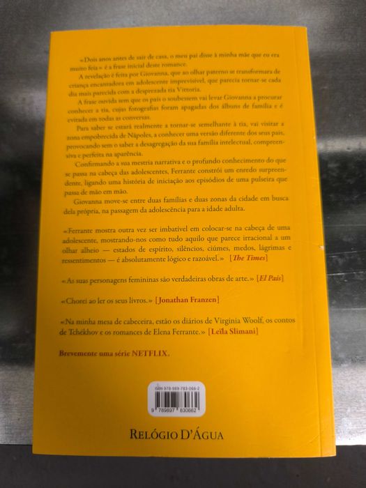 Livro “A Vida Mentirosa dos Adultos” de Elena Ferrante