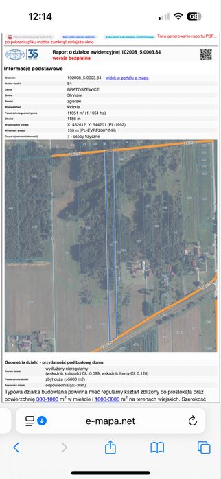Bratoszewice – działka 11 051 m² | MPZP | las | PKP | blisko A1/A2