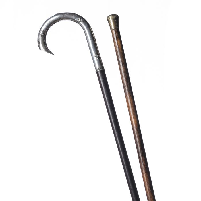 Prata - Duas bengalas com prata - Século XIX