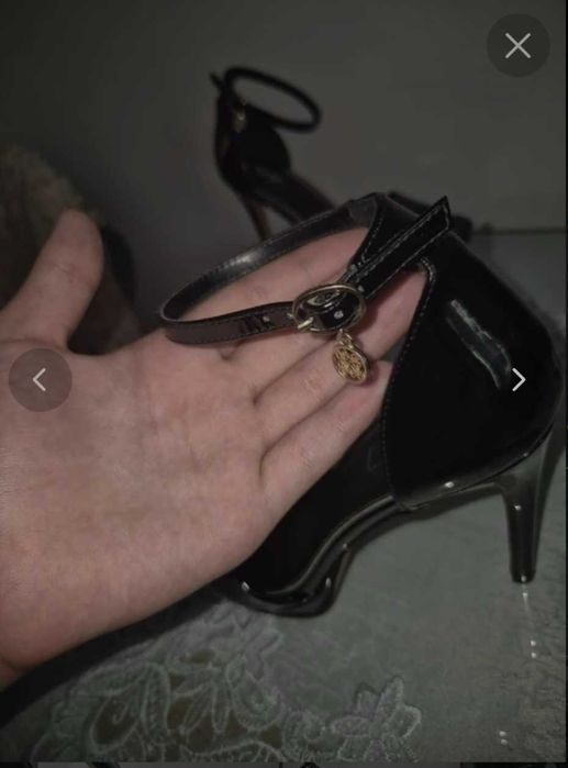 Lakierowane Szpilki czarne Nine West, Sandały na szpilce 39