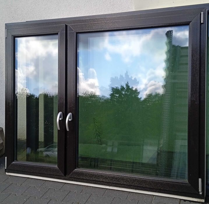 Okno dwuskrzydłowe 182x138,5 brąz czekoladowy / nowe OKAZJA