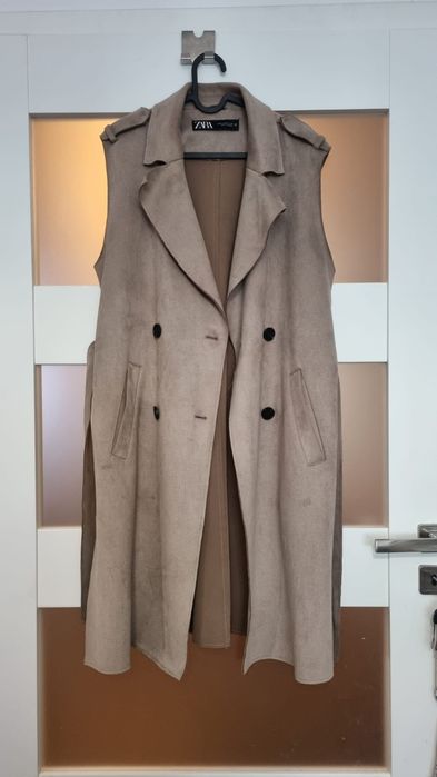 Długa, zamszowa kamizelka