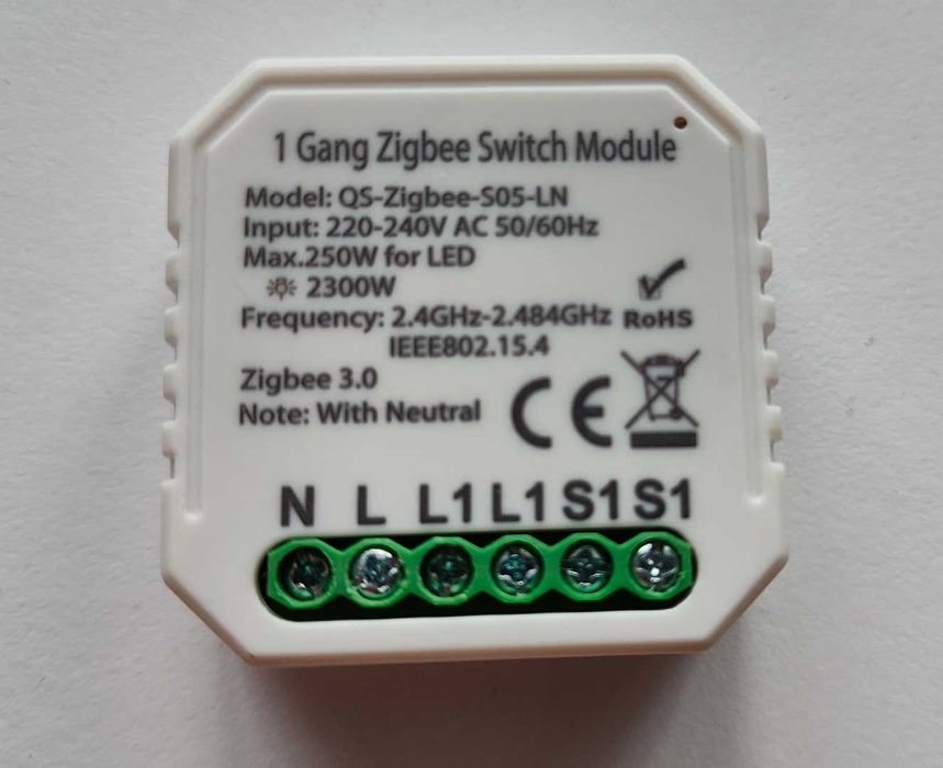 Przełącznik dopuszkowy 1-kanałowy Tuya Zigbee