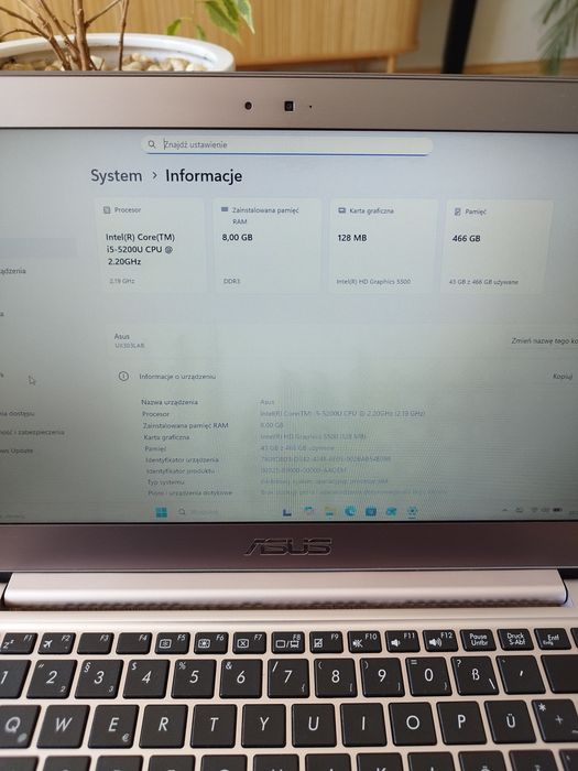 Asus zenbook i5/8/SSD500/Win11