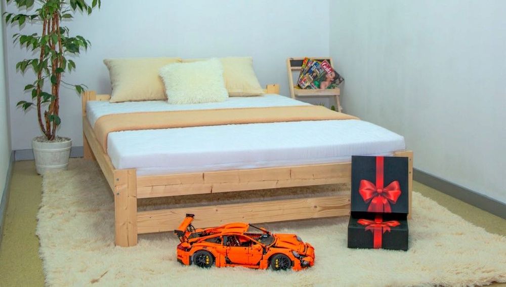 Łóżko z materacem sosnowe drewniane Małżeńskie Pojedyncze ROZMIARY