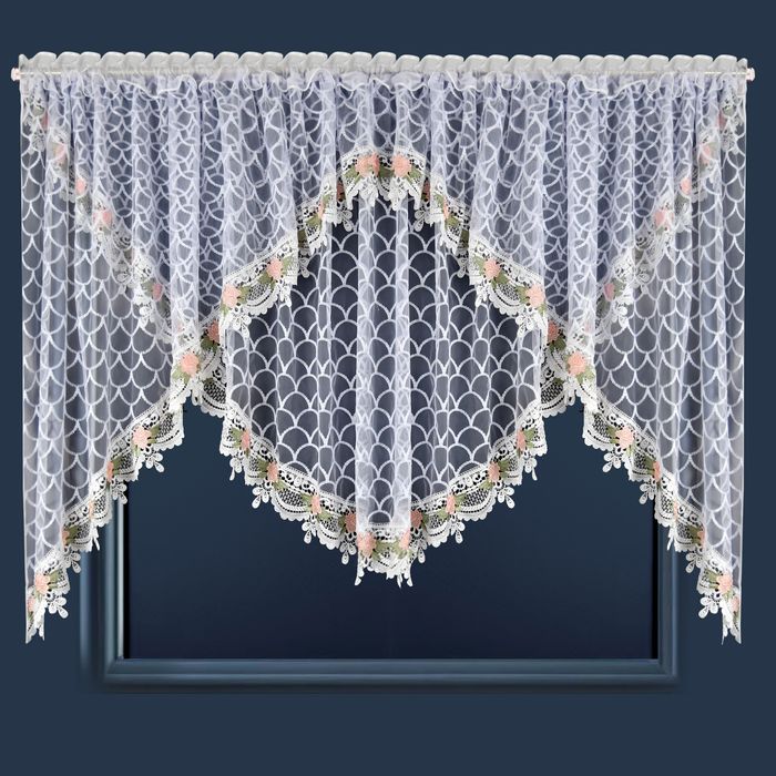 Bogata gotowa firana z kolorową gipiurą 160x400