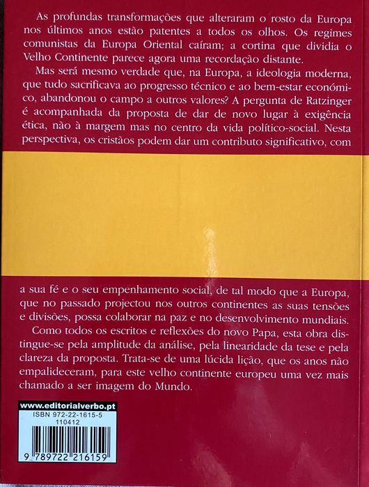 A Igreja e a Nova Europa, de Bento XVI