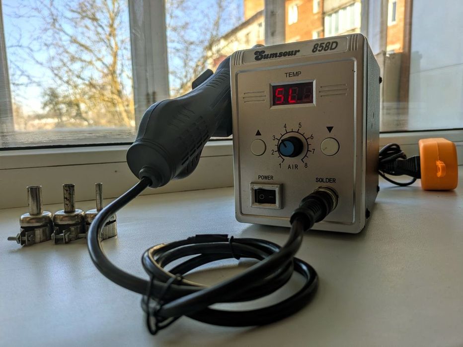 Фен для пайки Sumsour 858D, паяльна станція, в робочу стані