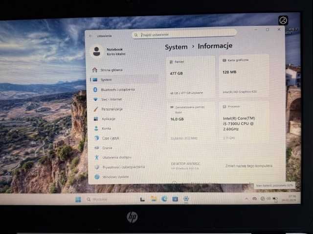 Notebook HP EliteBook 840 G4, i5 7gen, 500GB SSD, 16GB, Windows 11