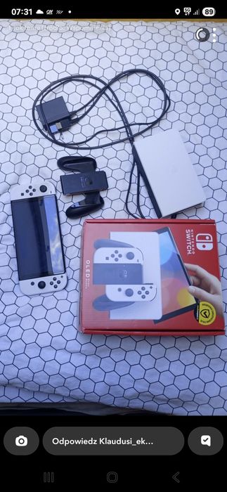 Nintendo switch oled + pokrowiec, Joy con wheel pair, 4 gry karta sim