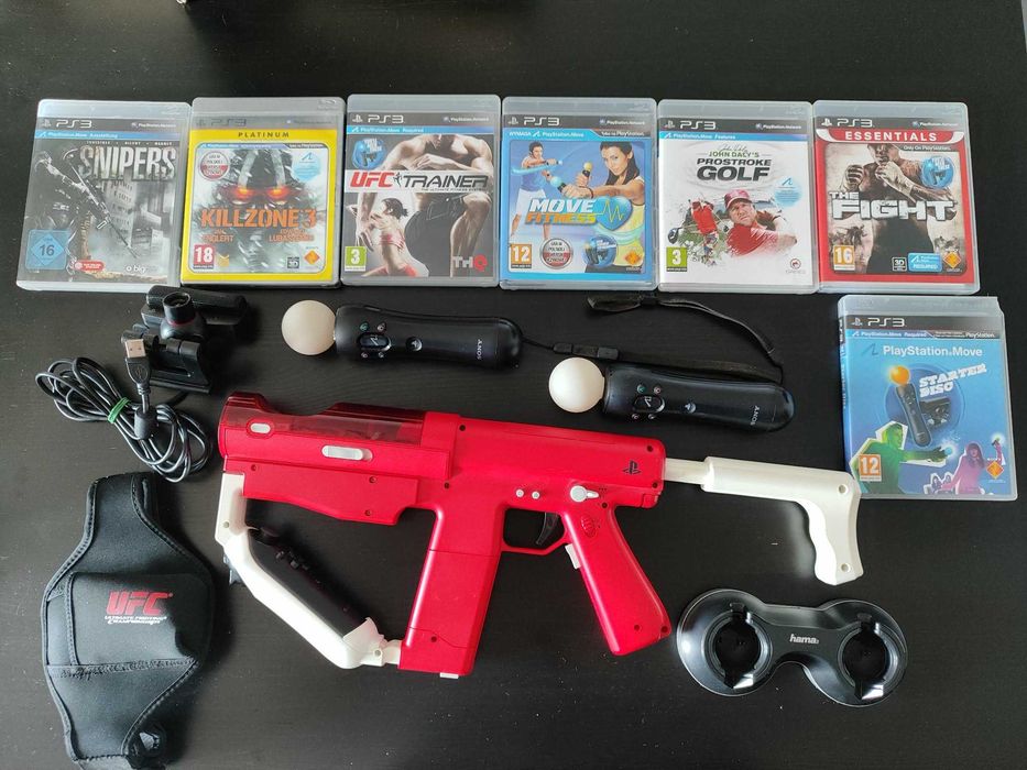 ps3 move sharp shooter + kontrolery i gry
