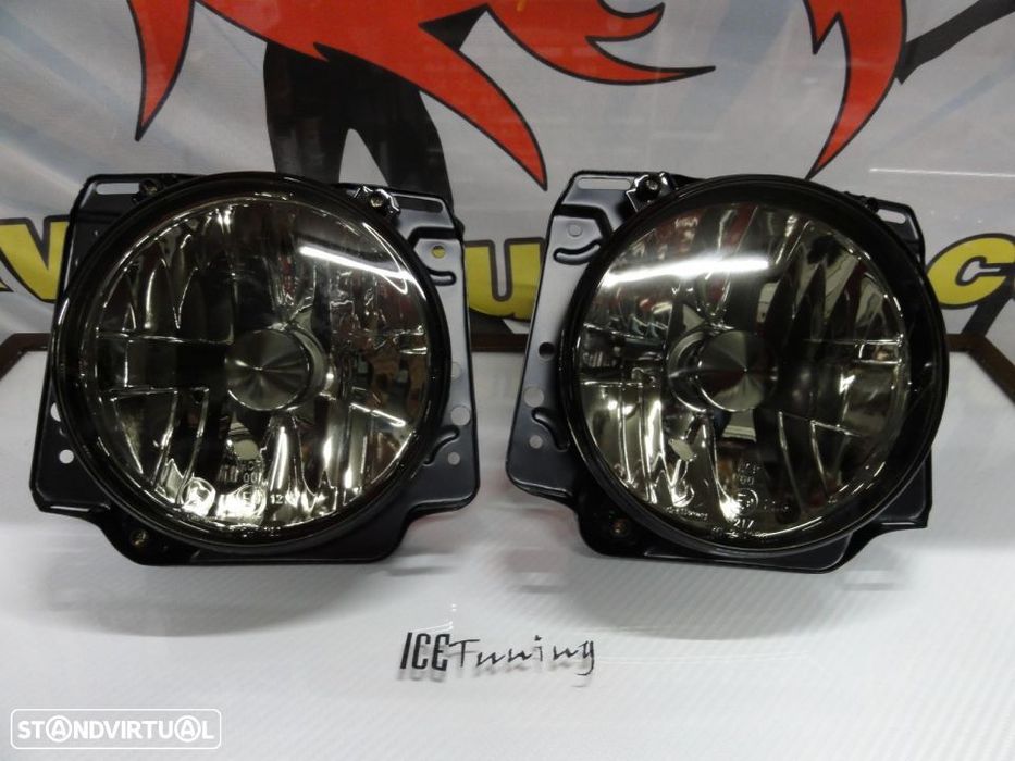 Farois frontais com luz branca 5000k para VW Golf 2 / II com fundo preto / Smoke