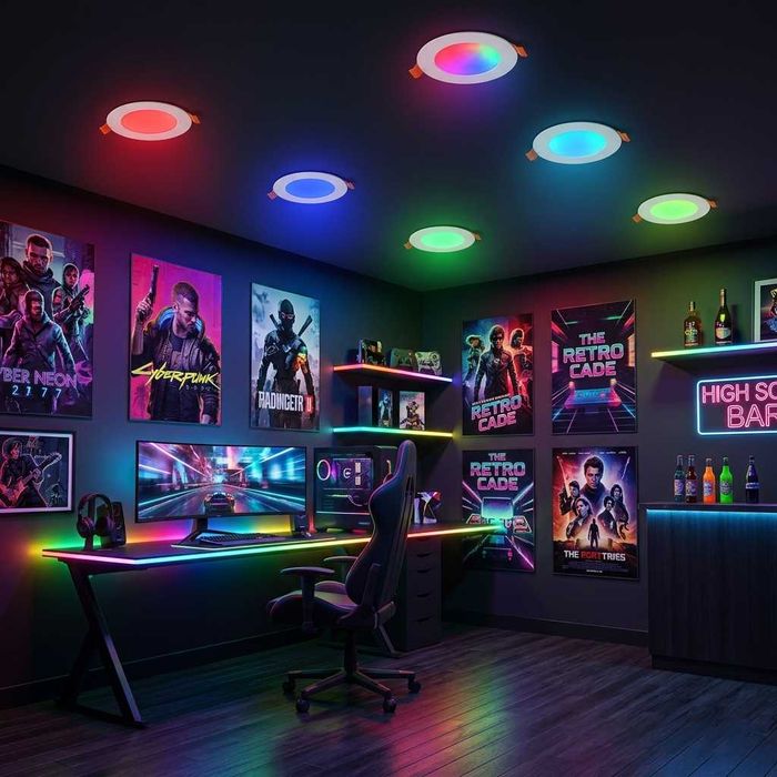 Komplet 6 oczek LED Smart RGB Alexa Bluetooth 8W HYDONG – nowe