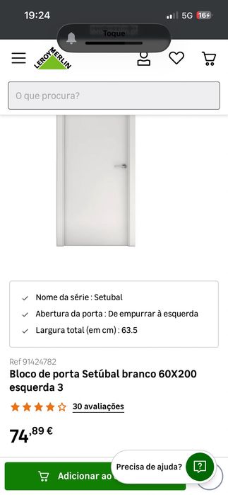 Porta Leroy Branca 60 cms NOVA