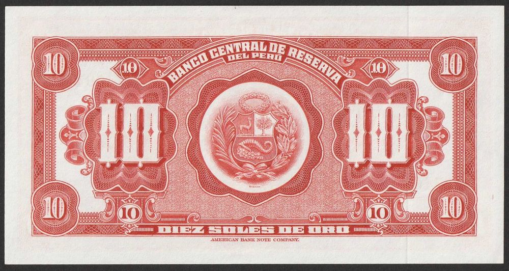 Peru 10 soles 1965 - stan bankowy UNC