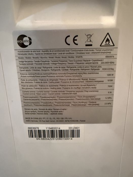 Ar Condicionado Portátil 3-em-1 Equation