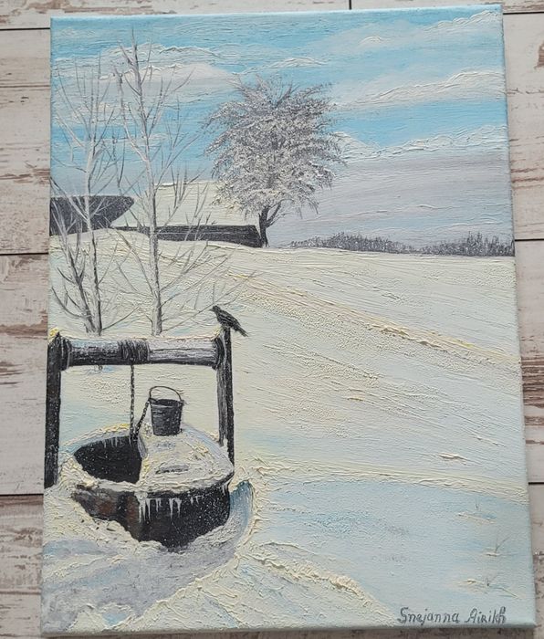 Obraz olejny – zimowy pejzaż 15 × 20 cm