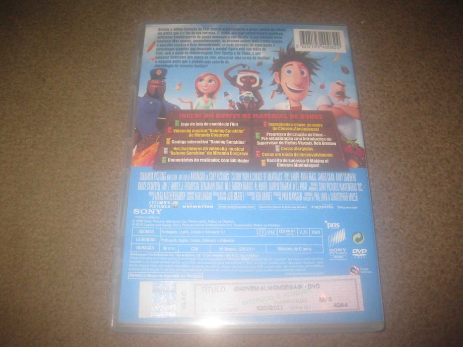 DVD "Chovem Almôndegas" (Animação)