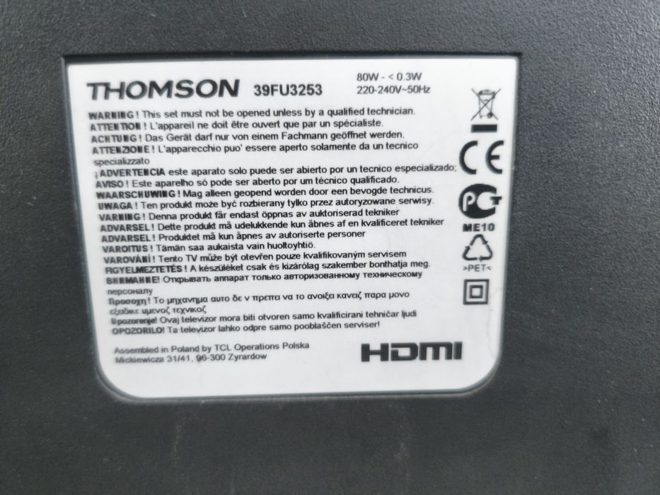 Telewizor Thomson niesprawne podświetlenie