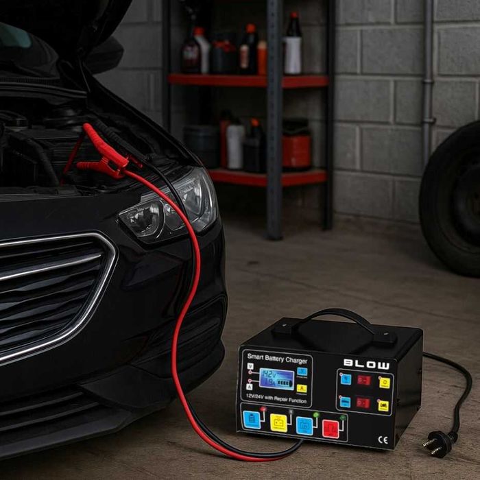 Prostownik Samochodowy Automatyczny Funkcja Napraw Akumulator 12V 24V
