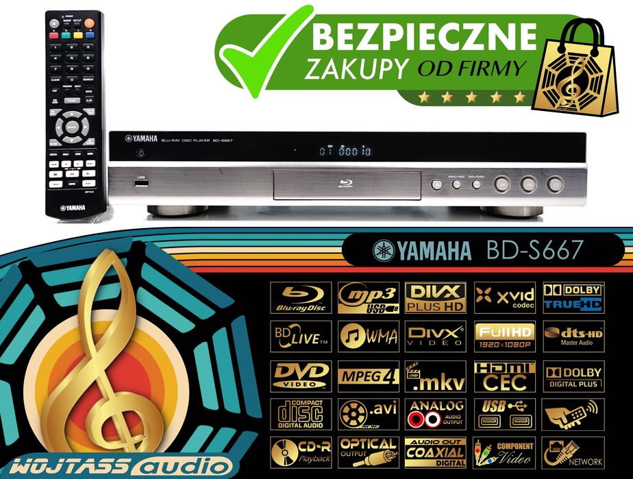 Odtwarzacz Blu-ray / CD Yamaha BD-S667 – Stan Bdb (HDMI, USB, DivX HD, AVCHD) wysoki model kolor TYTANOWY