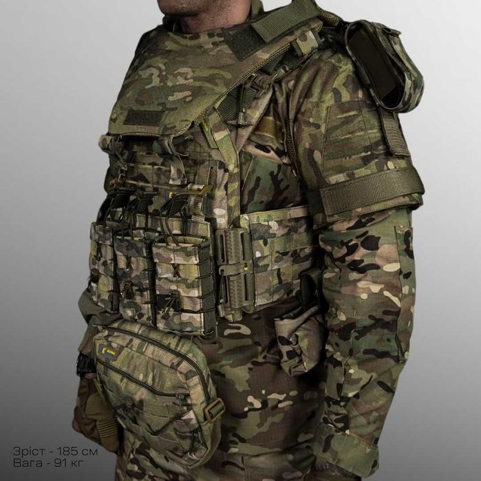 Плитоноска Gen.3 PRO MAX Піксель + захист шиї, плечей та 9 підсумків