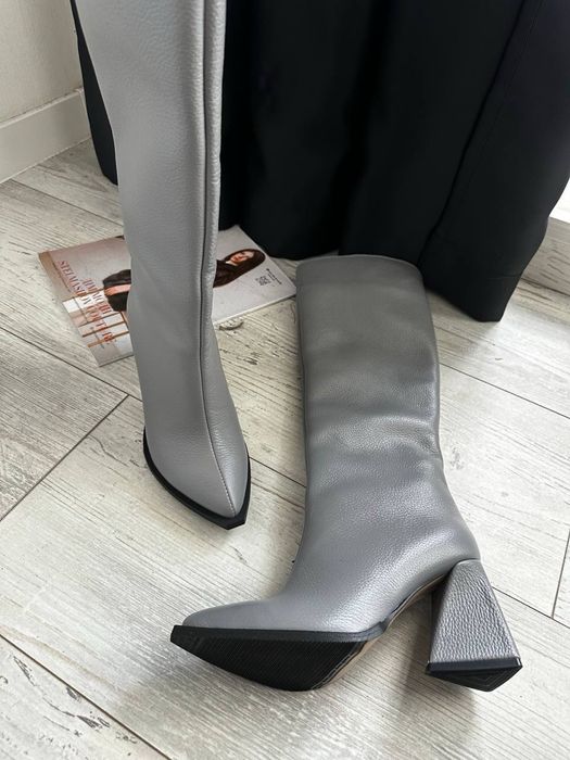 ПРЕМІАЛЬНІ Сапоги шкіряні жіночі Зимние ботинки женские Модные чоботы