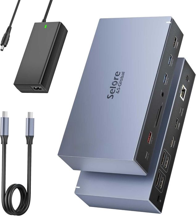 Док-станція LIONWEI USB C  4K HDMI, DP, VGA 100 Вт PD, 3 USB C/A 2.0