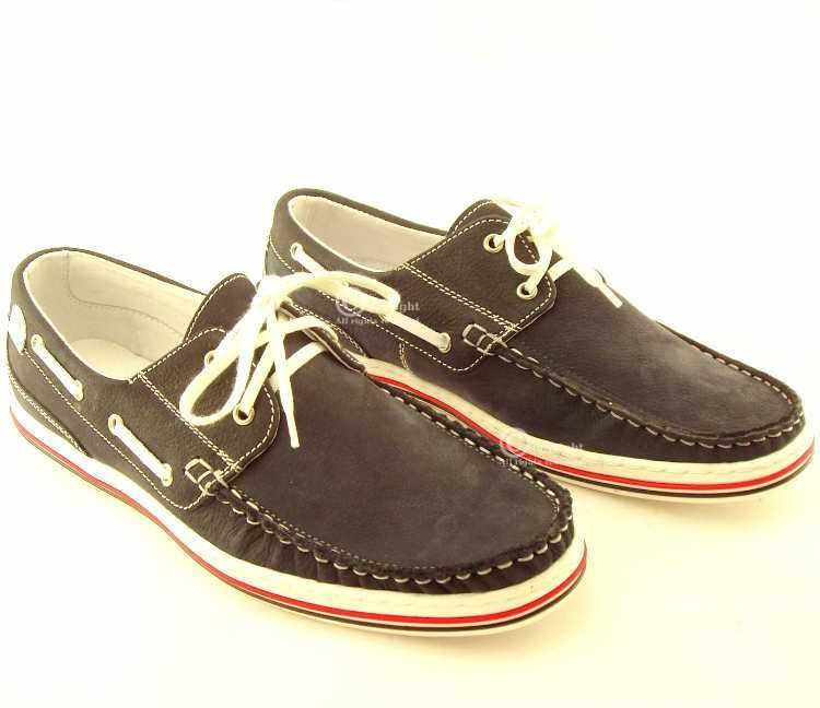 Skórzane granatowe męskie półbuty roz. 45