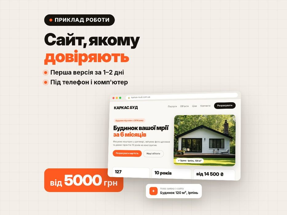 Створення сайту під ключ | Сайт для бізнесу | Створення лендінгу | Сайт-візитка | Односторінковий сайт | Інтернет магазин