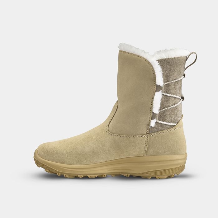 Botas de caminhada na neve quentes e impermeáveis mulher, NH500 Couro