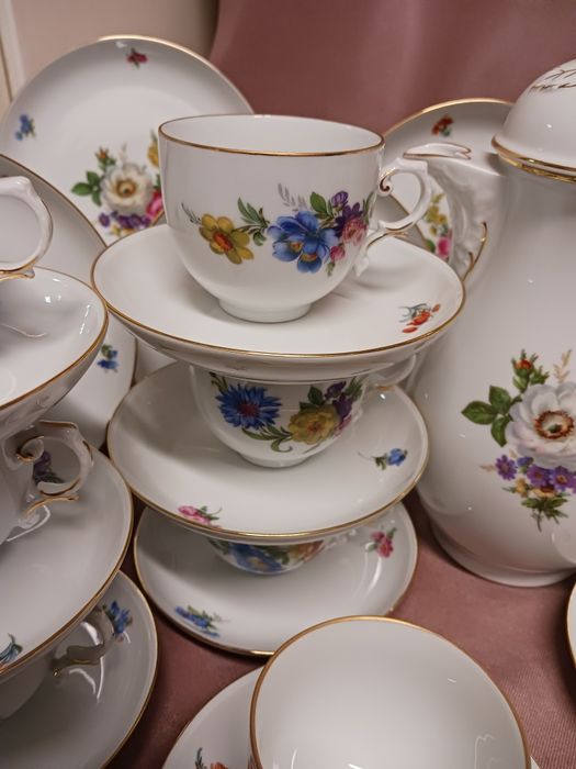 12 osob Furstenberg serwis kawowo-sniadaniowy kwiaty