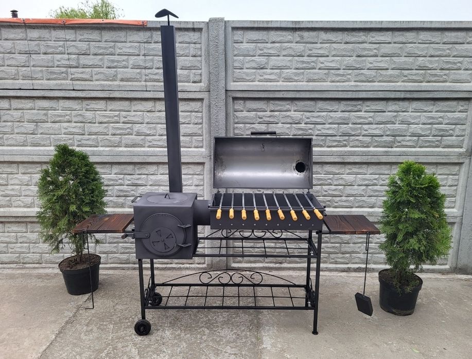 • 3/5мм! • МІЦНИЙ •ПРИЗЕНТАБЕЛЬНИЙ Мангал Коптильня з Пічкою під Казан